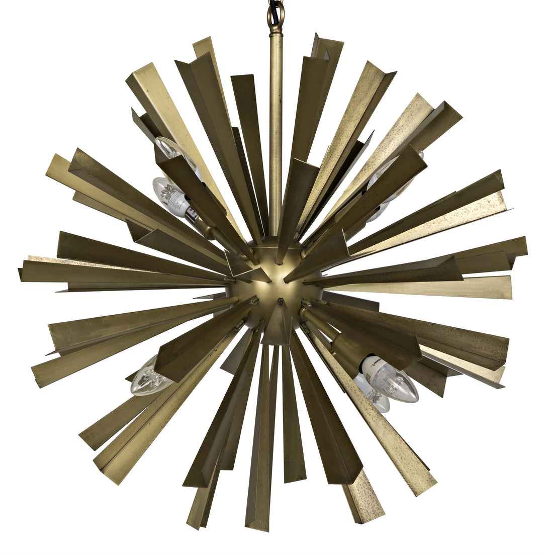 American Home Furniture | Noir - Bero Chandelier, Metal with Brass Finish