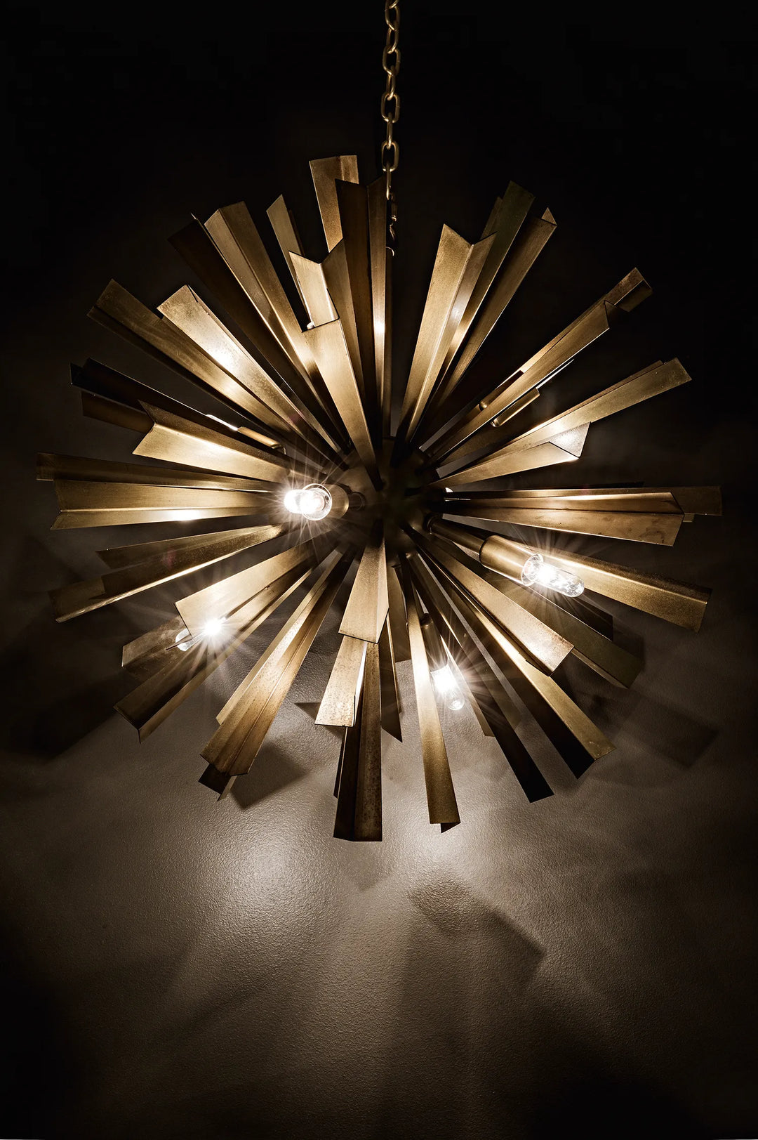 American Home Furniture | Noir - Bero Chandelier, Metal with Brass Finish