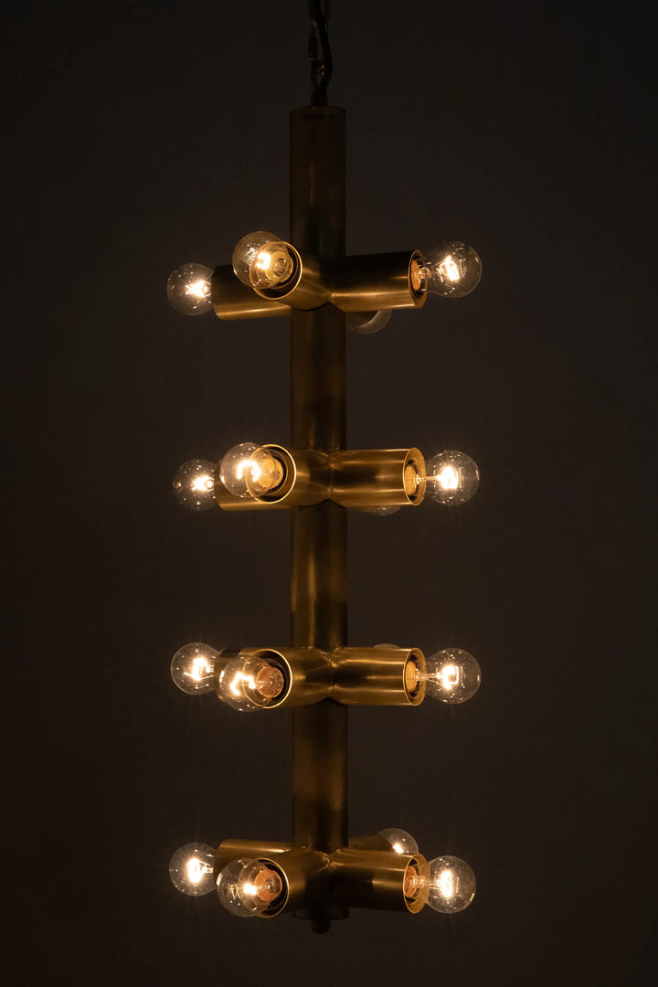 American Home Furniture | Noir - Axe Chandelier, Metal with Brass Finish