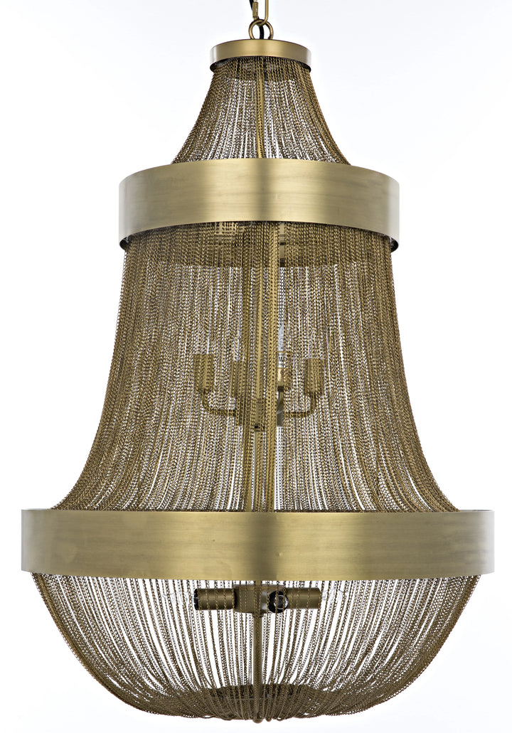 American Home Furniture | Noir - Pavilion Chandelier, Metal with Brass Finish