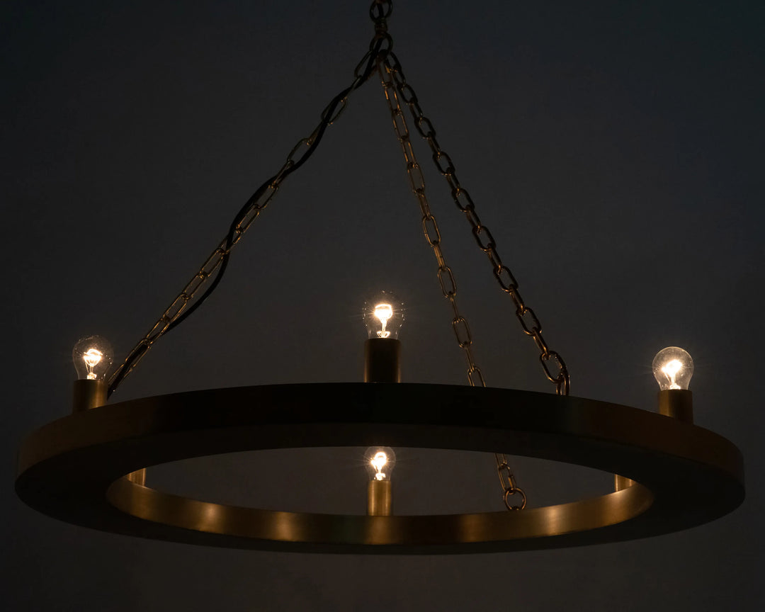 American Home Furniture | Noir - Ciro Chandelier, Metal with Brass Finish