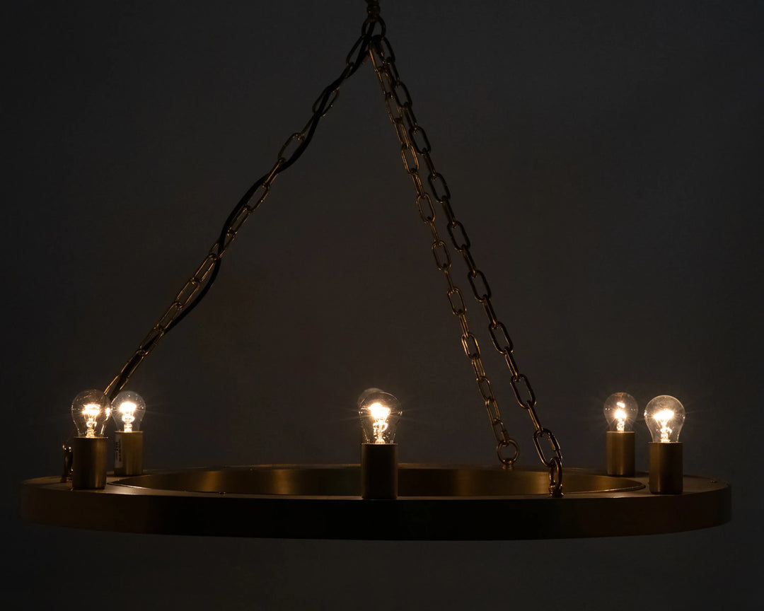 American Home Furniture | Noir - Ciro Chandelier, Metal with Brass Finish