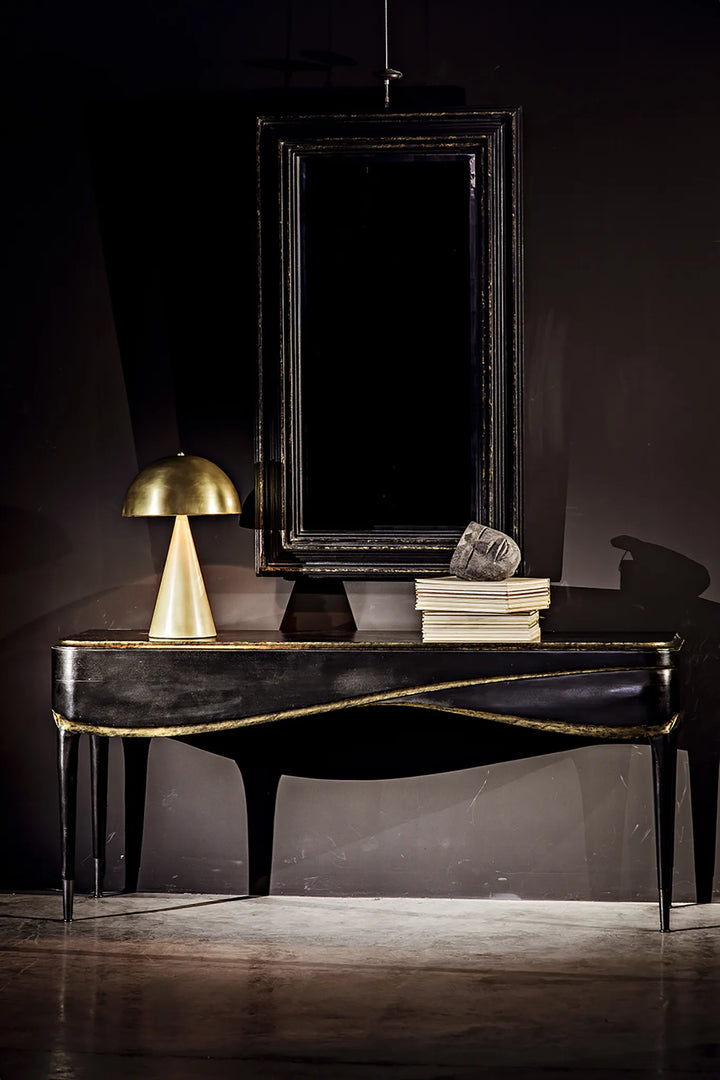 American Home Furniture | Noir - Skuba Table Lamp, Metal with Brass Finish