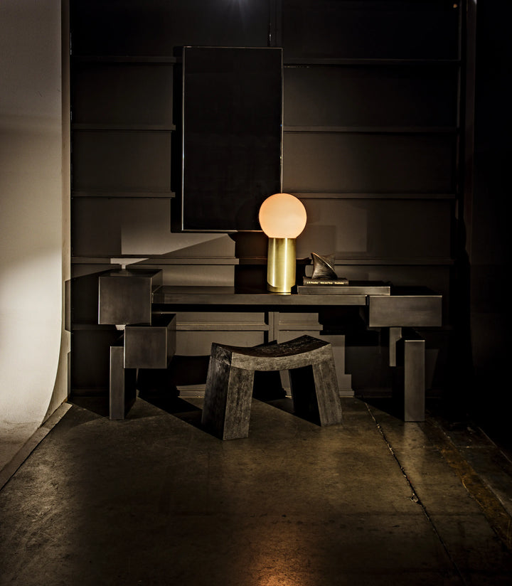 American Home Furniture | Noir - New Luna Lamp, Metal with Brass Finish