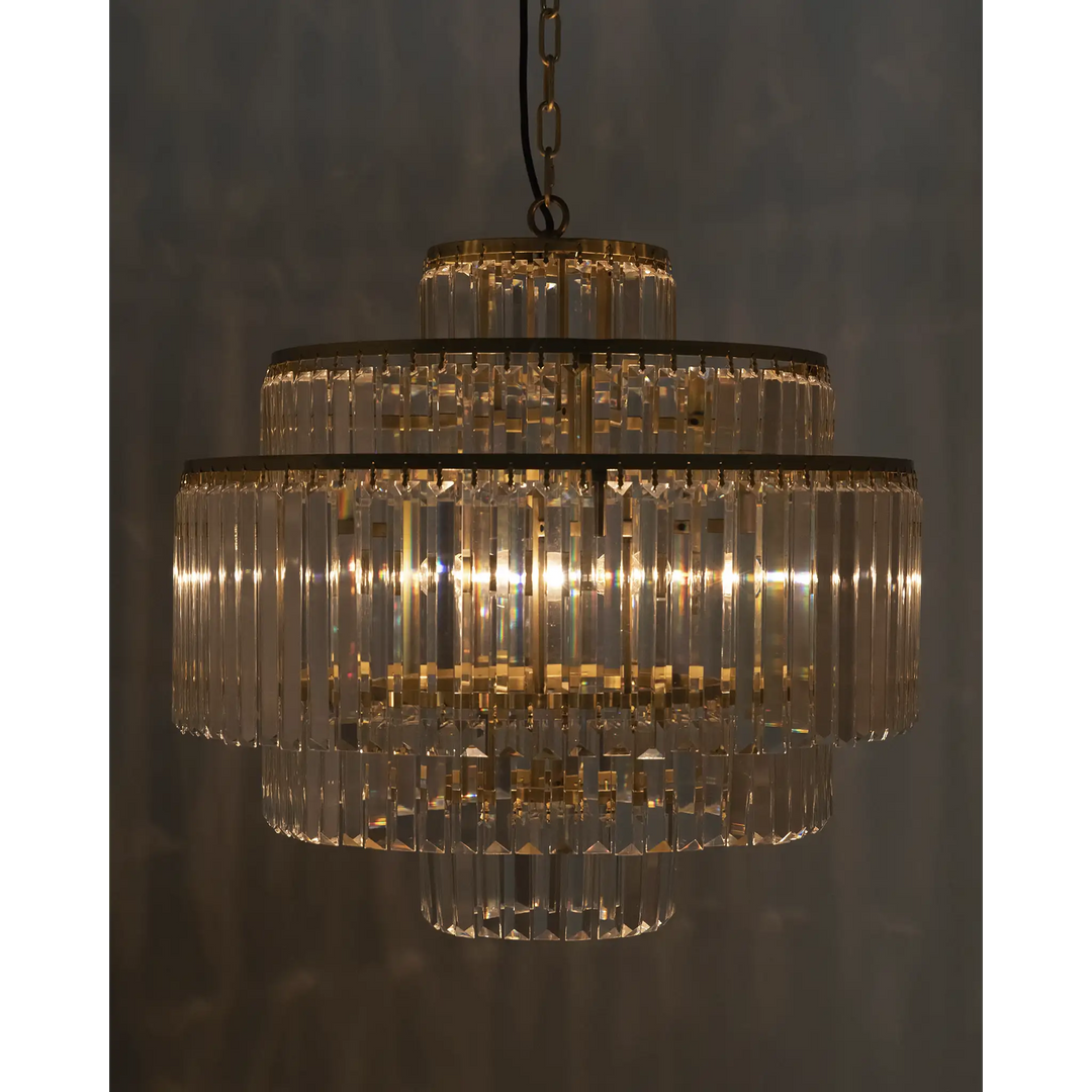 American Home Furniture | Noir - Quintus Chandelier, Metal with Brass Finish