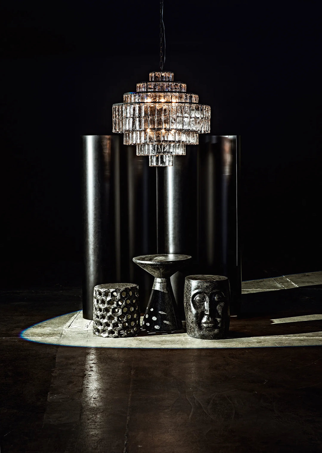 American Home Furniture | Noir - Satellite Chandelier, Black Steel