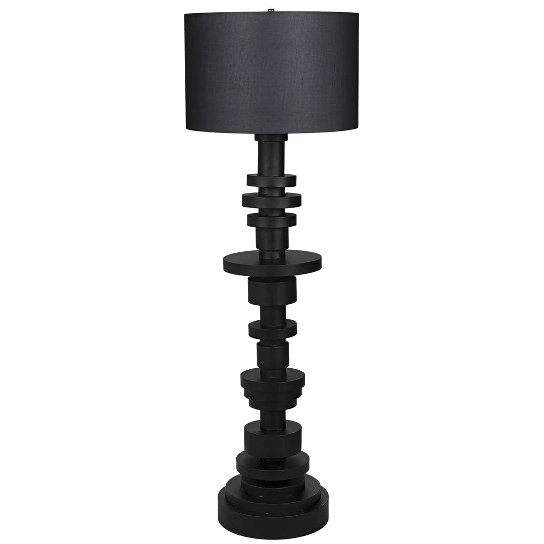 American Home Furniture | Noir - Wilton Floor Lamp with Shade, Black Steel