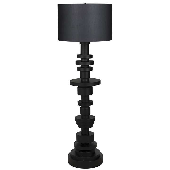 American Home Furniture | Noir - Wilton Floor Lamp with Shade, Black Steel