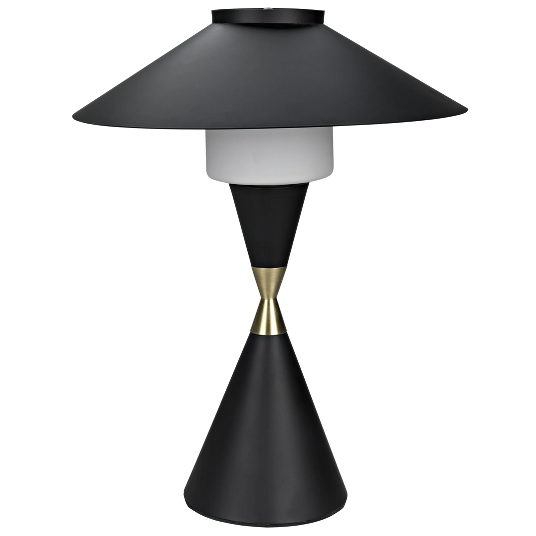 American Home Furniture | Noir - Lucia Table Lamp, Black Steel with Mb Detail