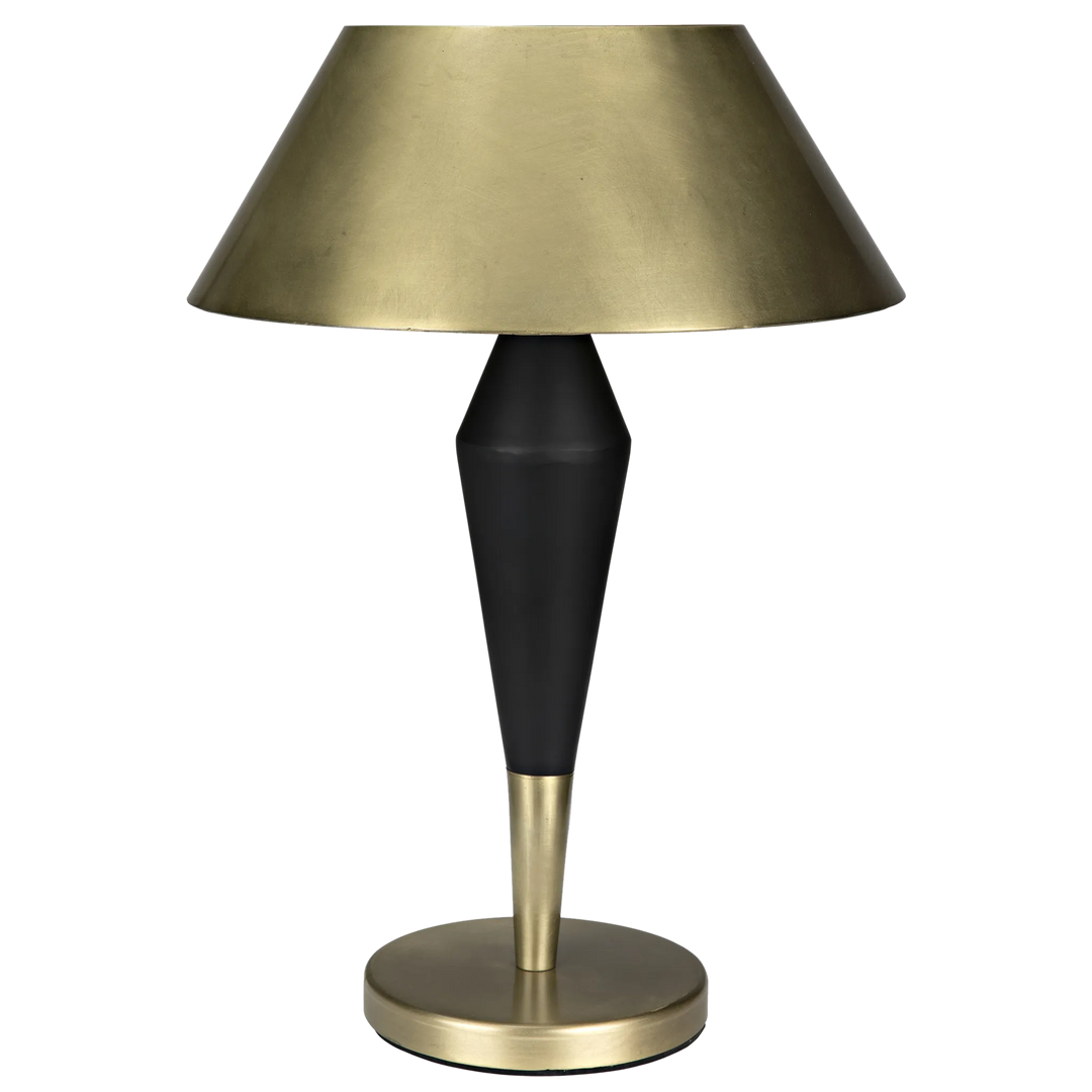 American Home Furniture | Noir - Blau Table Lamp, Steel with Brass Finish and Black Steel Detail