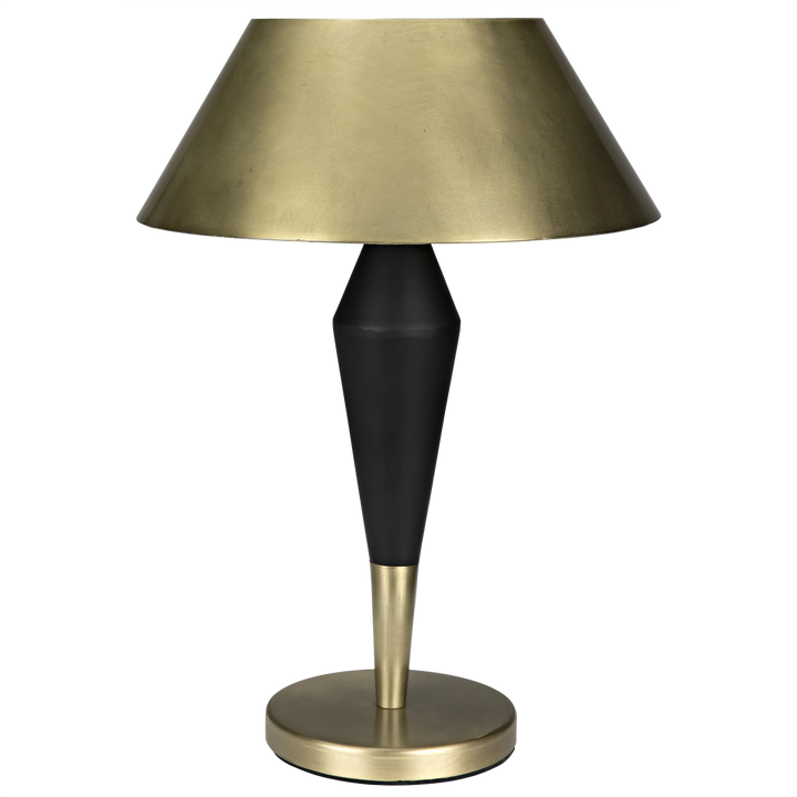 American Home Furniture | Noir - Blau Table Lamp, Steel with Brass Finish and Black Steel Detail