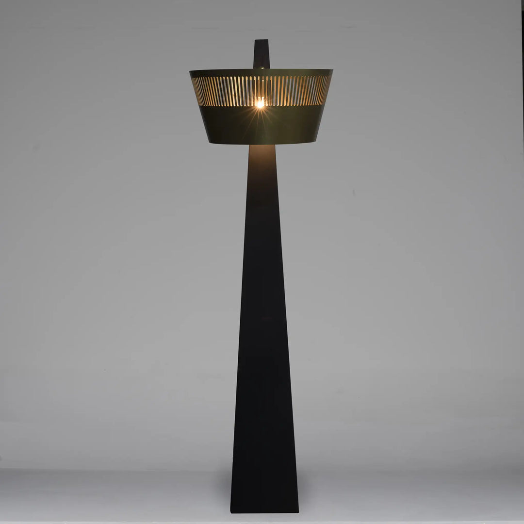 American Home Furniture | Noir - Claudius Floor Lamp, Black of Brass Finished Steel