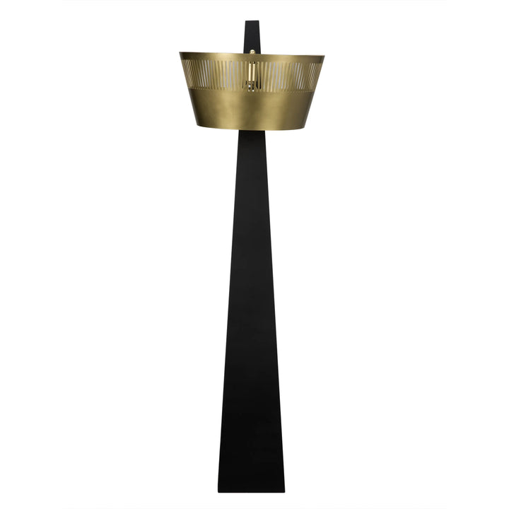 American Home Furniture | Noir - Claudius Floor Lamp, Black of Brass Finished Steel