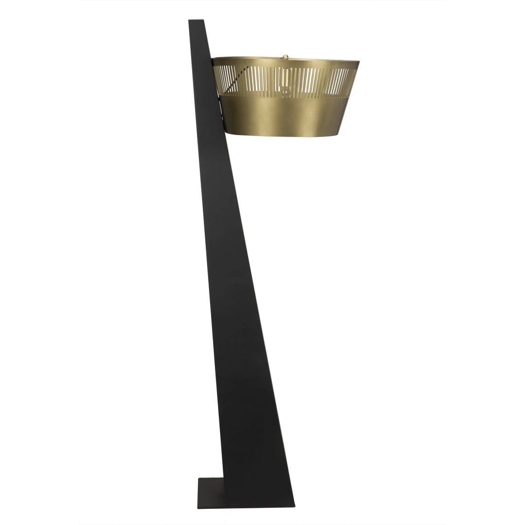 American Home Furniture | Noir - Claudius Floor Lamp, Black of Brass Finished Steel