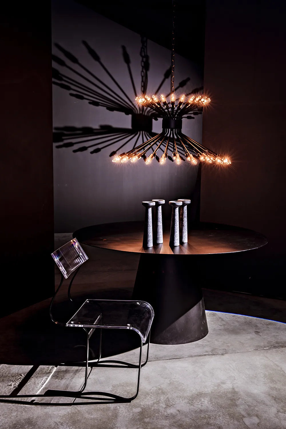 American Home Furniture | Noir - Mancini Chandelier, Black Steel