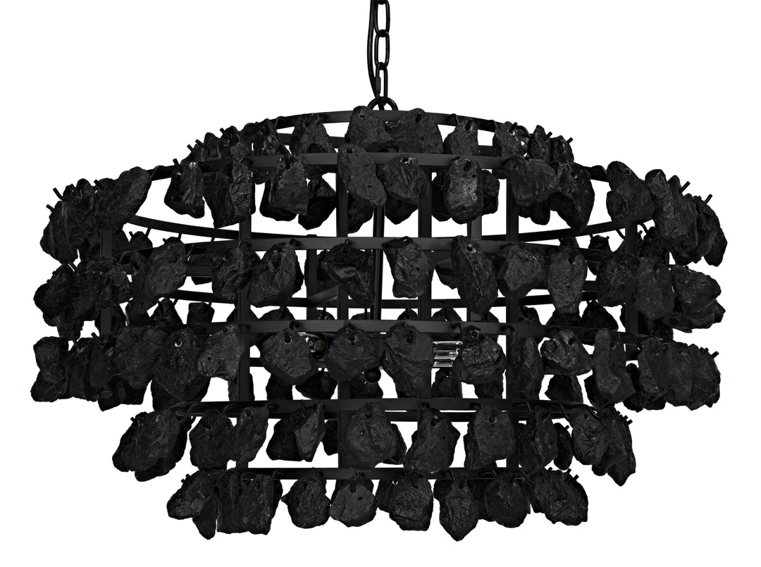 American Home Furniture | Noir - Vulcan Chandelier, Black Steel with Black Glass