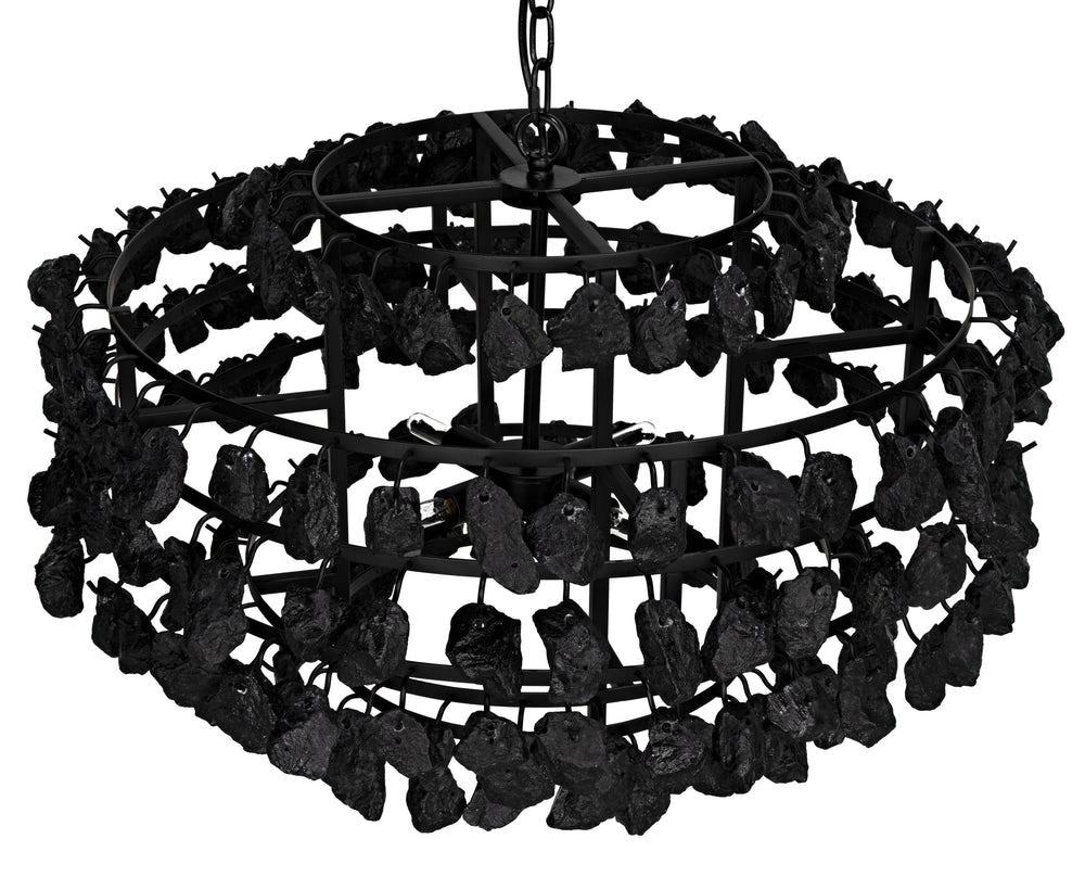 American Home Furniture | Noir - Vulcan Chandelier, Black Steel with Black Glass