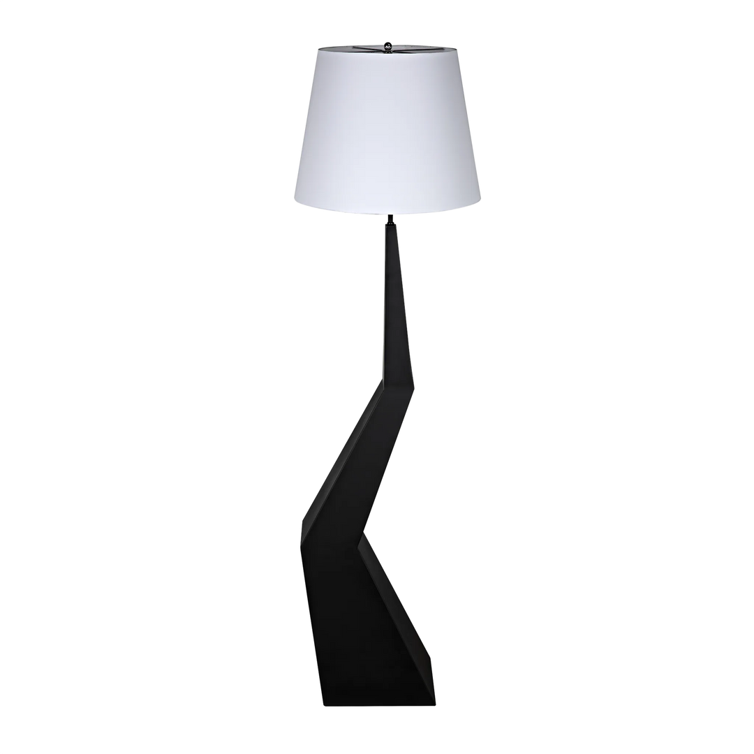 American Home Furniture | Noir - Rhombus Floor Lamp with Shade, Black Metal