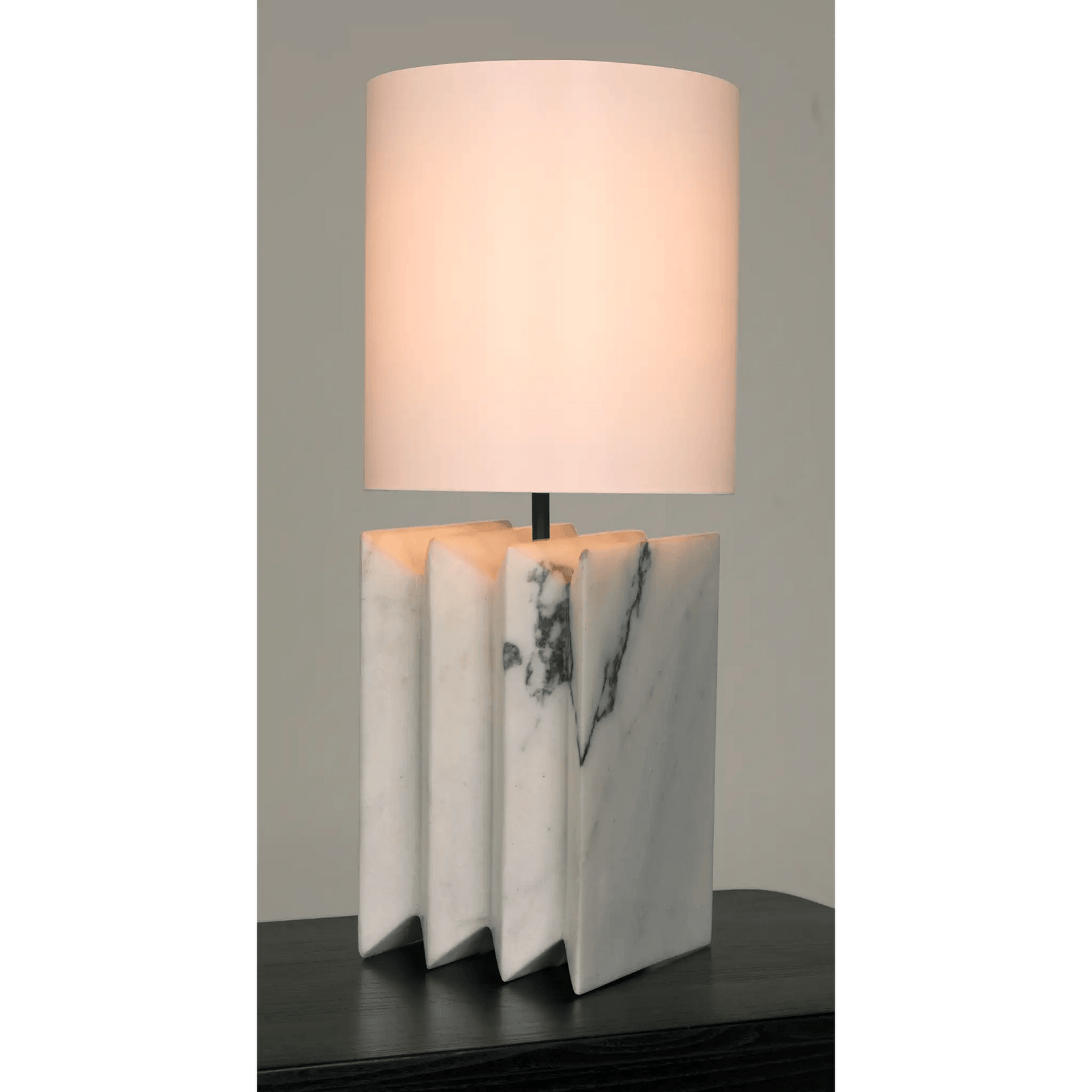 Noir Jman Lamp with Silk Shade TABLE LAMPS