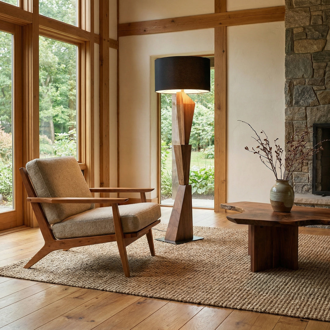 Noir - Enigma Ii Floor Lamp with Shade - LAMP801DWSH