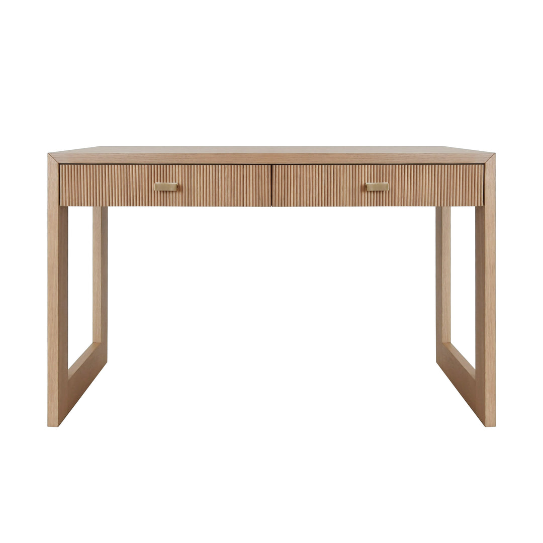 Two Drawer Desk With Fluted Detail In Natural Oak - LARKIN NO
