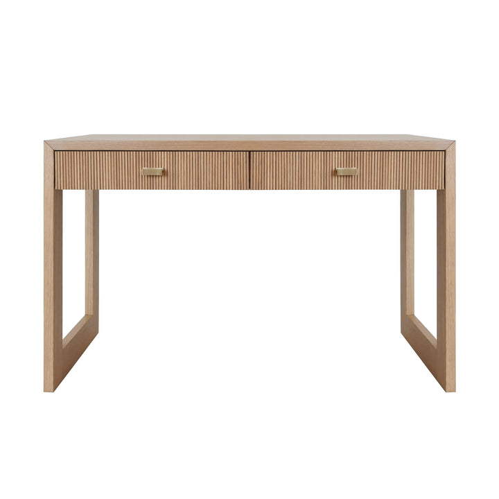 Two Drawer Desk With Fluted Detail In Natural Oak - LARKIN NO