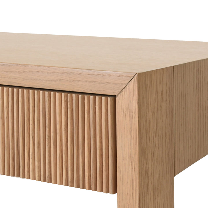 Two Drawer Desk With Fluted Detail In Natural Oak - LARKIN NO