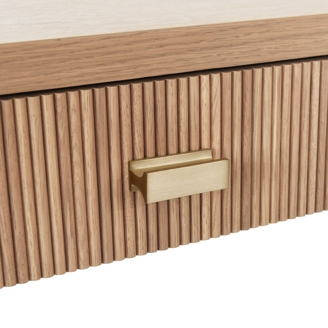 Two Drawer Desk With Fluted Detail In Natural Oak - LARKIN NO