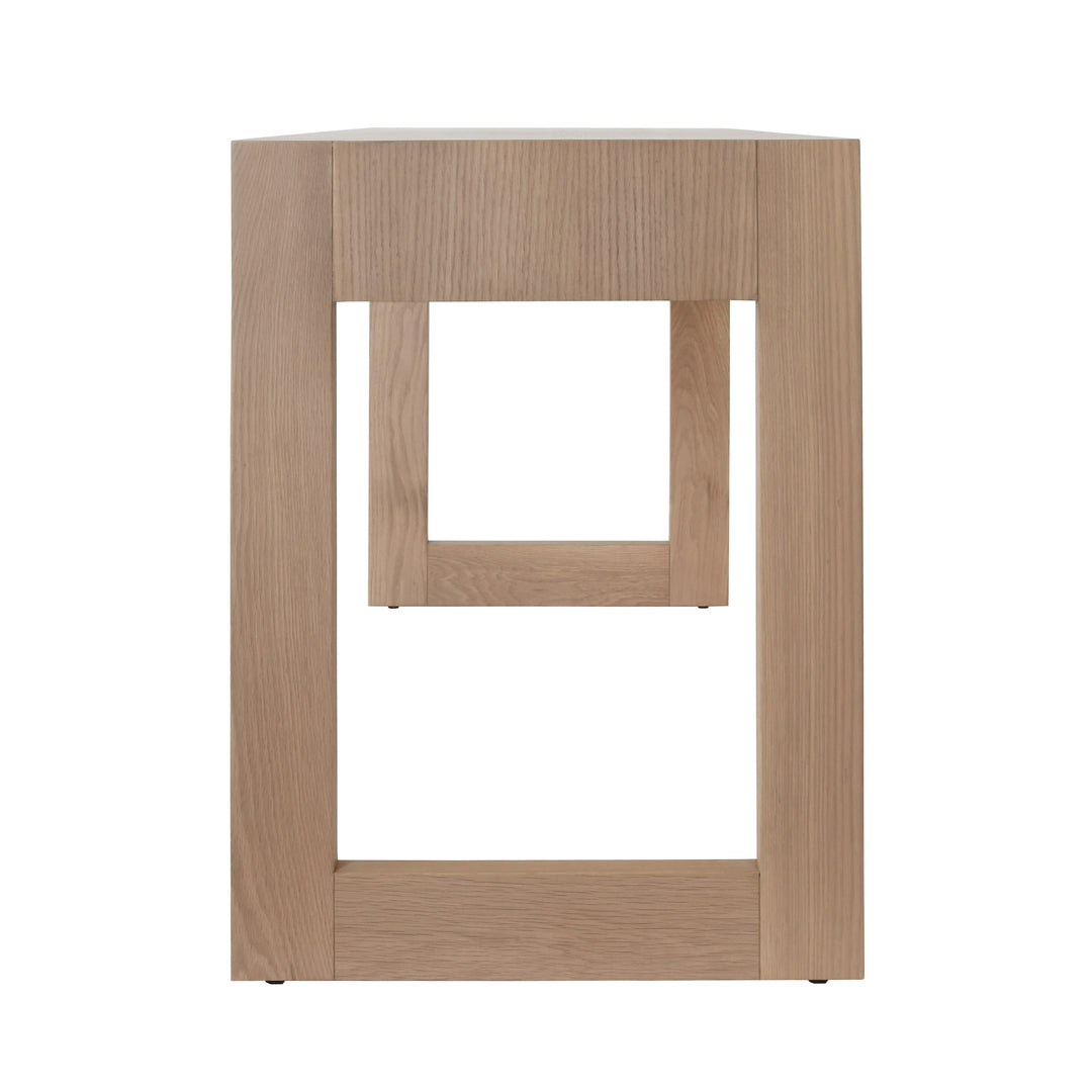 Two Drawer Desk With Fluted Detail In Natural Oak - LARKIN NO