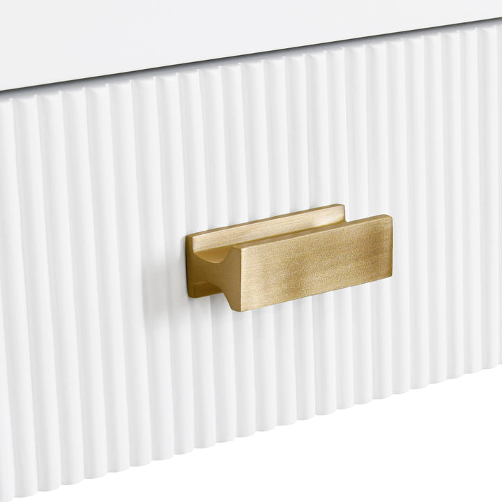 Two Drawer Desk With Fluted Detail In Matte White Lacquer - LARKIN WH