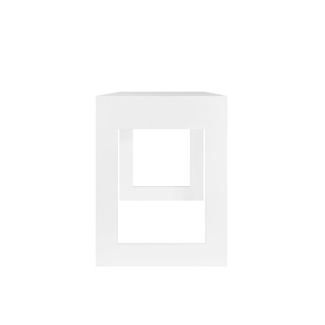 Two Drawer Desk With Fluted Detail In Matte White Lacquer - LARKIN WH