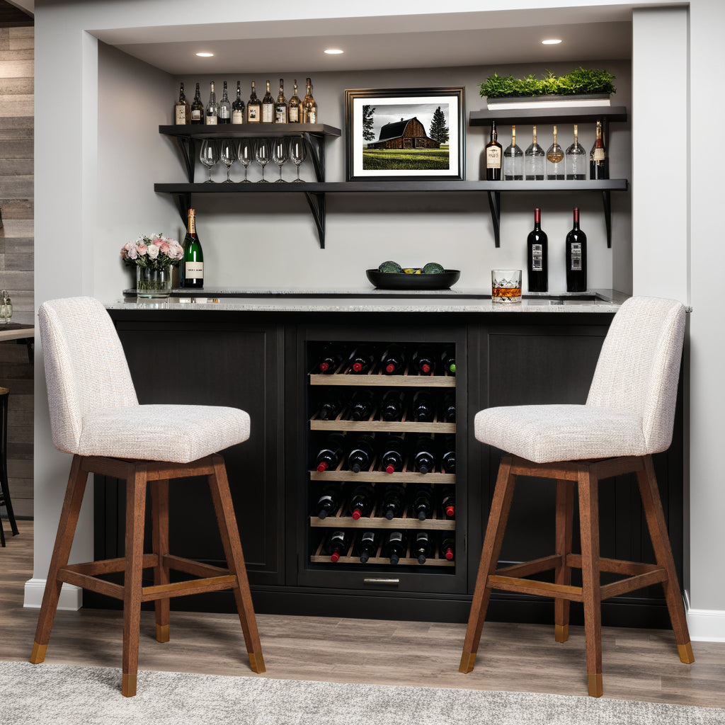 21.5"W x 19"D x 41.5"H / Beige/Brown Oak