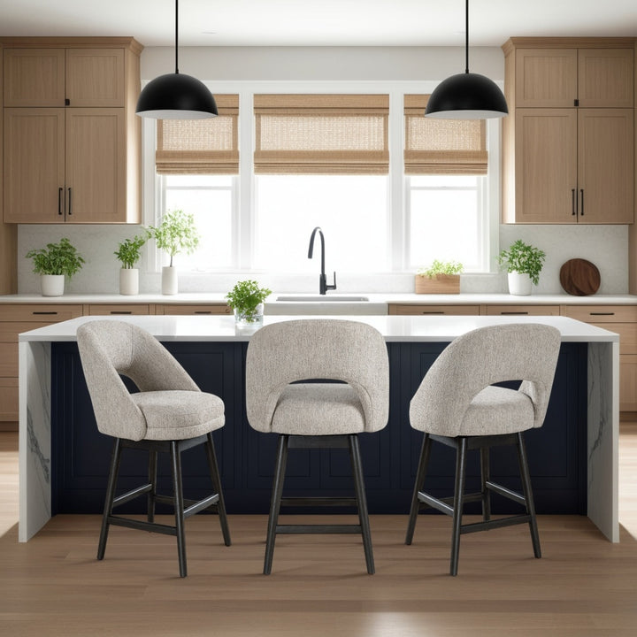 21"W x 22.75"D x 38.5"H / Beige/Gray Oak