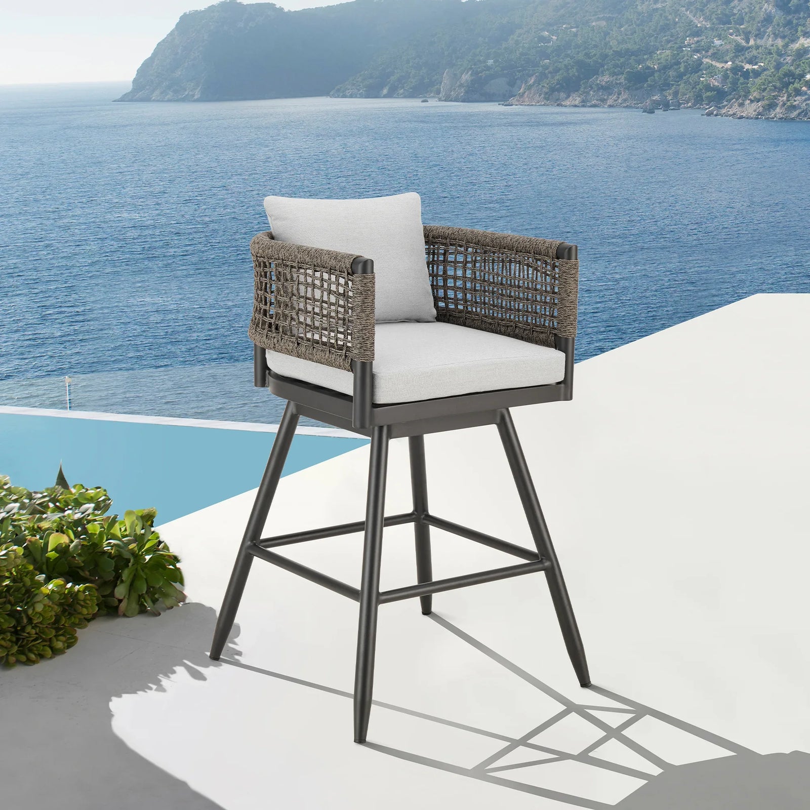 American Home Furniture Armen Living Alegria Outdoor Swivel Barstool Set of 2