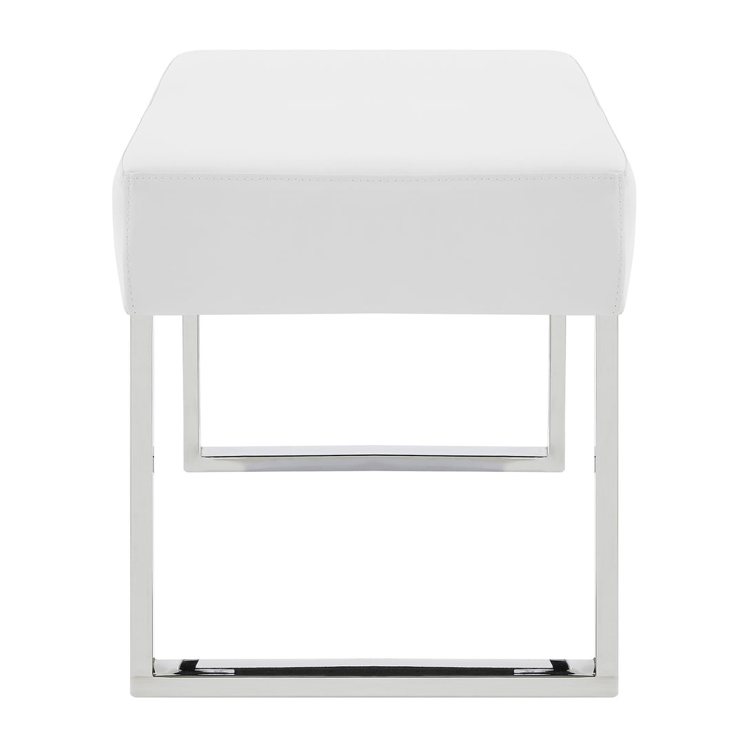 48"W x 18"D x 19"H / White/Brushed Stainless Steel