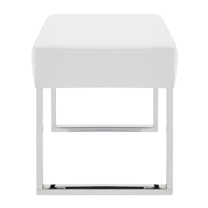 48"W x 18"D x 19"H / White/Brushed Stainless Steel