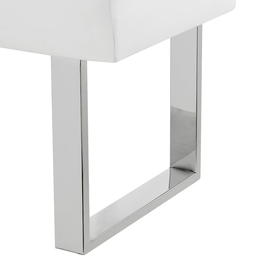 48"W x 18"D x 19"H / White/Brushed Stainless Steel