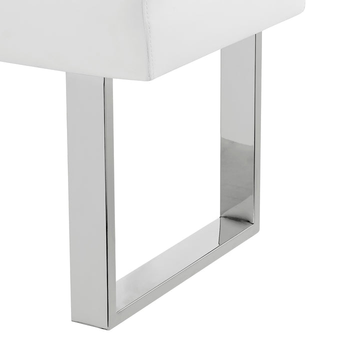 48"W x 18"D x 19"H / White/Brushed Stainless Steel