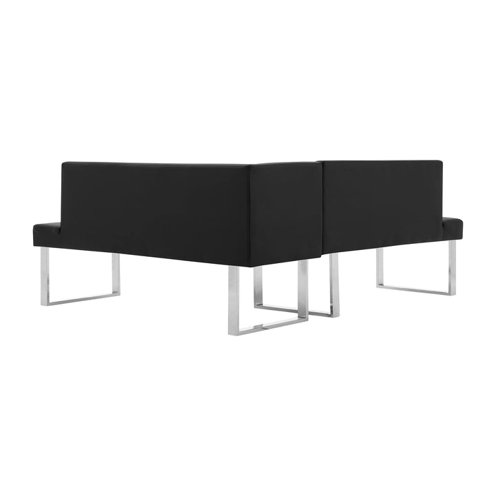 81"W x 69"D x 33"H / Black/Brushed Stainless Steel