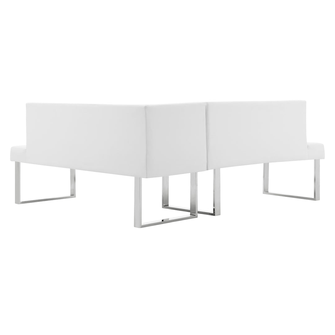81"W x 69"D x 33"H / White/Brushed Stainless Steel