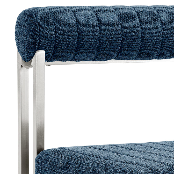 17.5"W x 22"D x 31"H / Blue/Stainless Steel