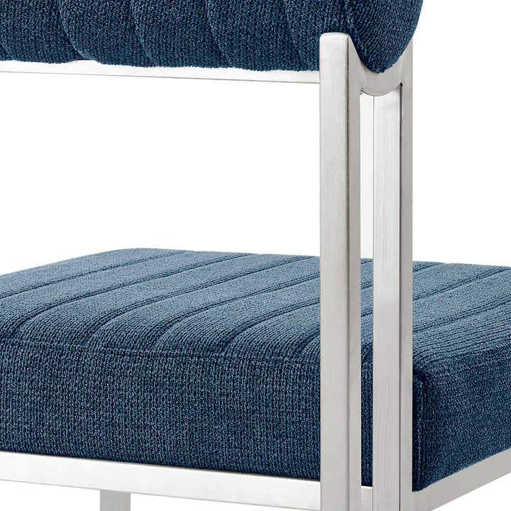 17.5"W x 22"D x 31"H / Blue/Stainless Steel