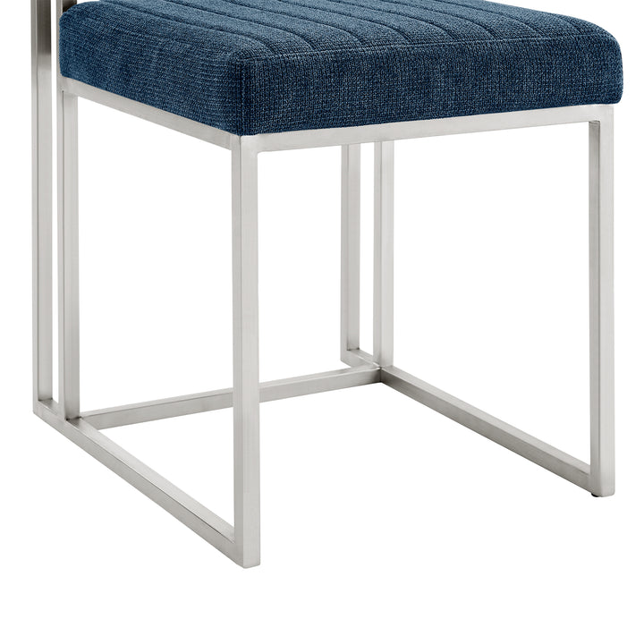 17.5"W x 22"D x 31"H / Blue/Stainless Steel