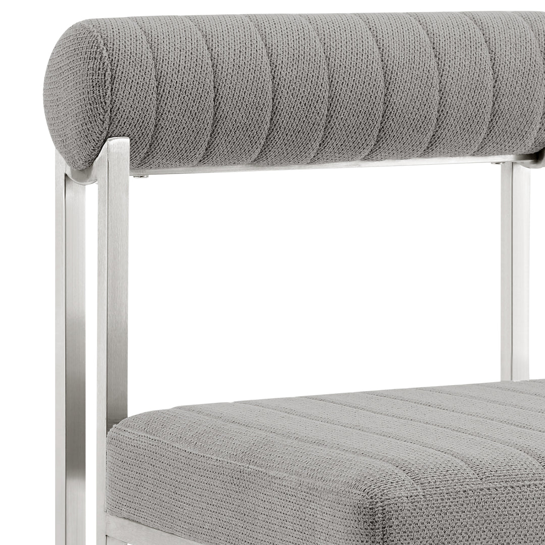 17.5"W x 22"D x 31"H / Light Gray/Stainless Steel