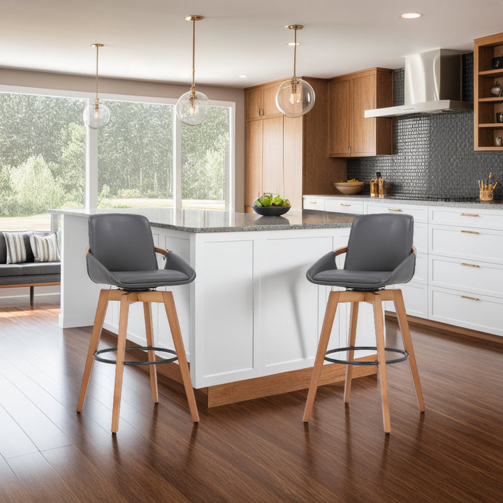 19.5"W x 21"D x 38"H / Gray/Walnut