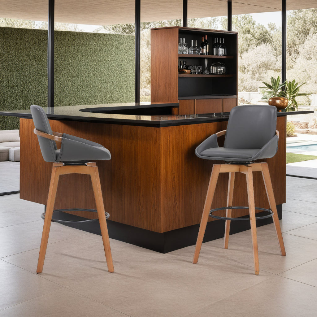 19.5"W x 21"D x 42"H / Gray/Walnut