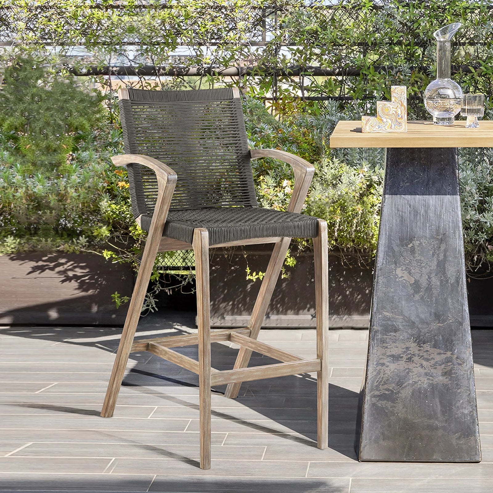 American Home Furniture Armen Living Brielle Outdoor Barstool Set of 2
