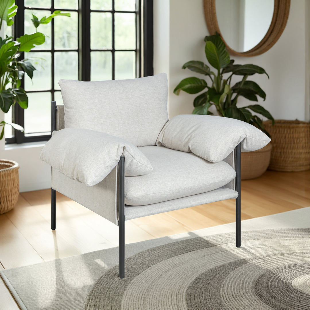 29.6"W x 33"D x 34.25"H / Off-White/Black