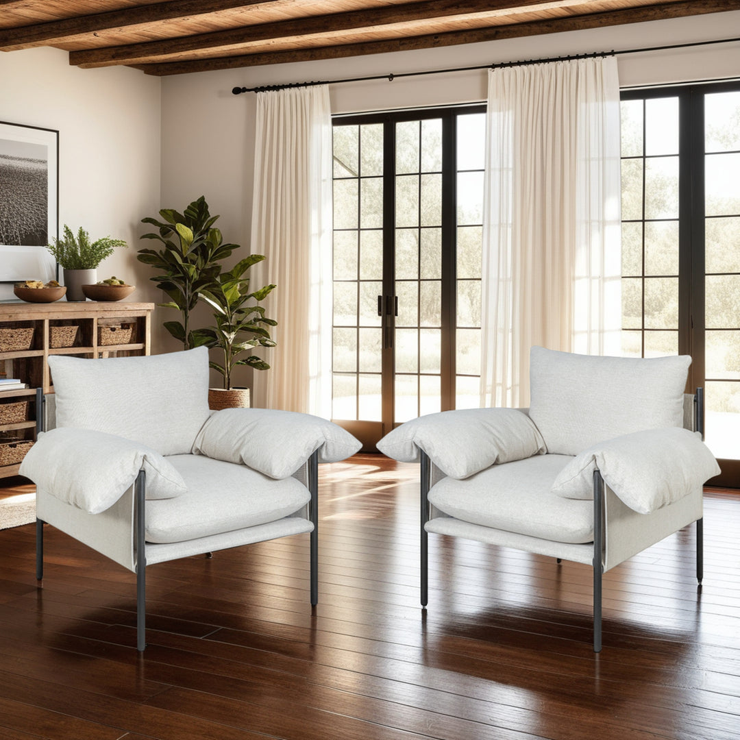 29.6"W x 33"D x 34.25"H / Off-White/Black