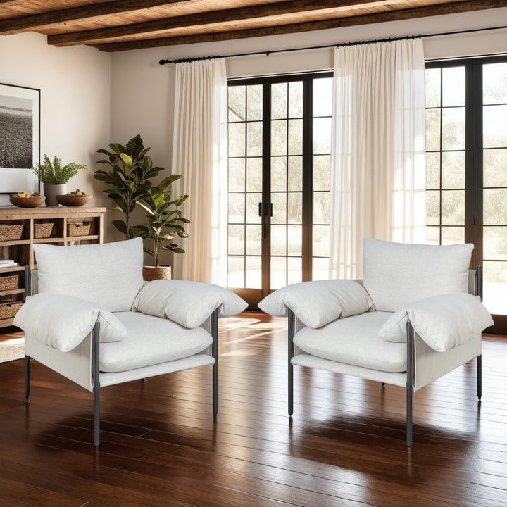 29.6"W x 33"D x 34.25"H / Off-White/Black